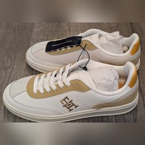 Tommy Hilfiger White and Gold Sneakers